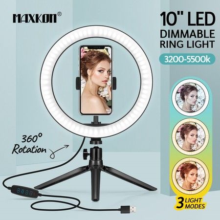 10 Inch LED Ring Light Selfie Ring Light with Desktop Stand for Live Video Photography