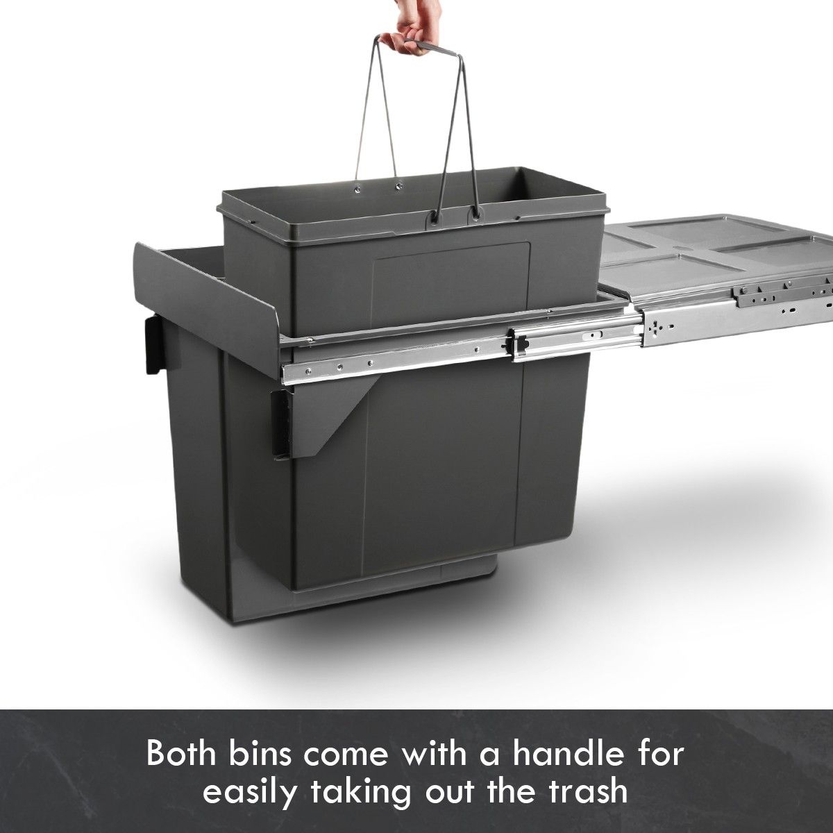 90L Pull Out Kitchen Bin Under Sink Dual Bins Cupboard Waste Recycling