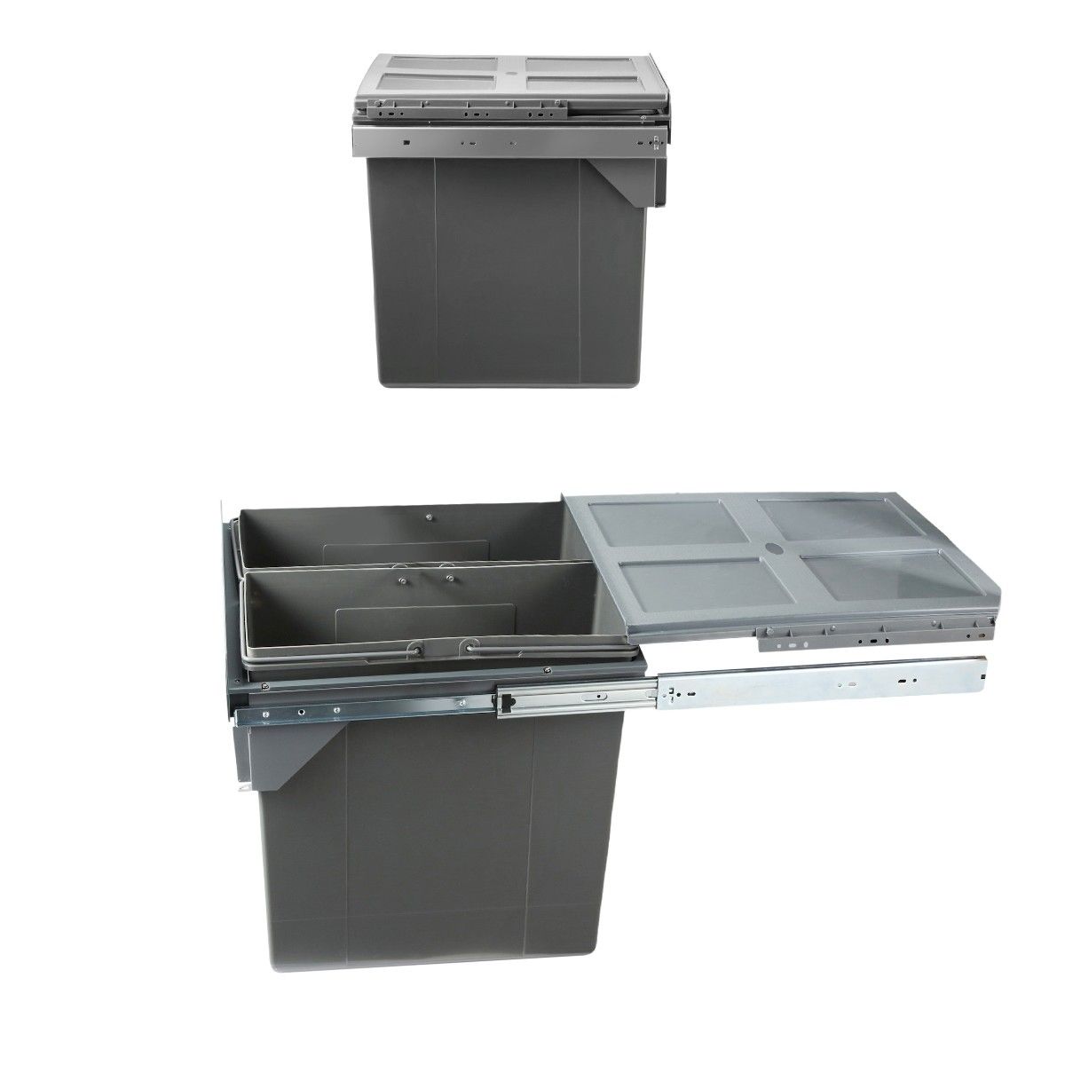 68L Pull Out Kitchen Bin Under Sink Dual Bins Cupboard Waste Recycling