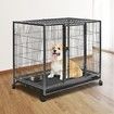 Dog Crate Doggy Playpen Puppy Kennel Pet Cat Rabbit House Metal Heavy Duty Wheels Tray 36 Inch