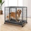 Dog Crate Doggy Playpen Puppy Kennel Pet Cat Rabbit House Metal Heavy Duty Wheels Tray 36 Inch