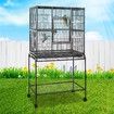 Large Bird Cage Aviary Budgie Parrot Canary House Pet Cockatiel Flight Enclosure Perches on Wheels Indoor Wrought Iron