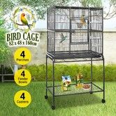 Large Bird Cage Aviary Budgie Parrot Canary House Pet Cockatiel Flight Enclosure Perches on Wheels Indoor Wrought Iron