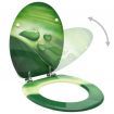 WC Toilet Seat with Lid MDF Green Water Drop Design