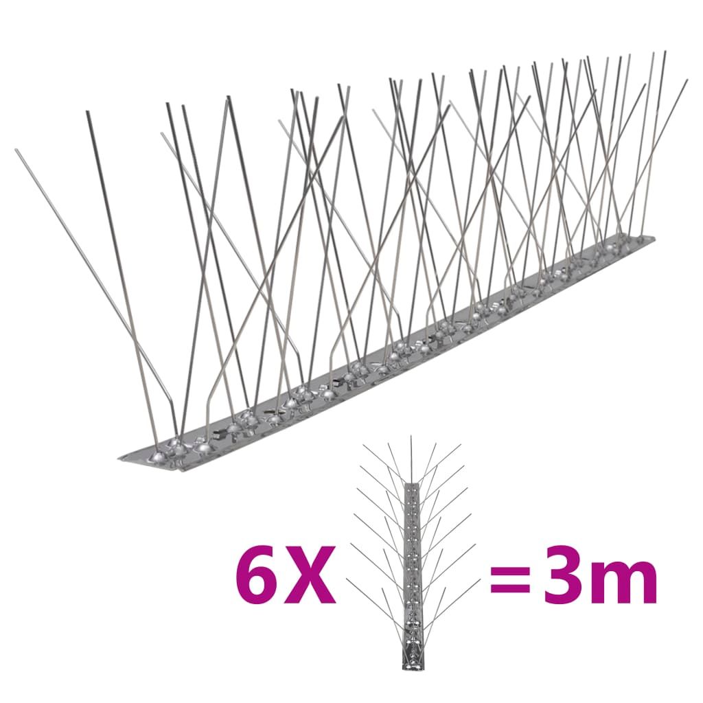 5-row Stainless Steel Bird & Pigeon Spikes Set of 6 3 m