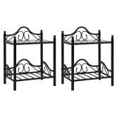 Bedside Tables 2 pcs Steel and Tempered Glass 45x30,5x60 cm Black