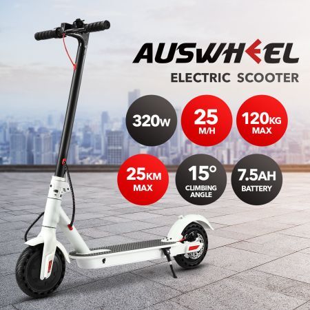 320W Folding Electric Scooter with App Control Headlight LED Display White