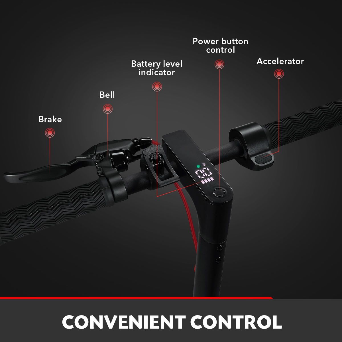 320W Folding Electric Scooter with App Control Headlight LED Display