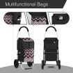 Foldable Aluminium Shopping Trolley with Bags Dolly Grocery Cart on Wheels Black