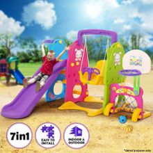 Colorful 7-in-1 Playset with Swing & Slide Toys
