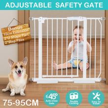 Pet Safety Gates Safe Fence Dog Puppy Child Baby Security Stair Barrier Door 10CM Extension Adjustable 77CM Height