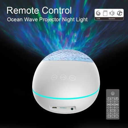 Star Galaxy Starlight Ocean Wave Projector with Music Timer Color White
