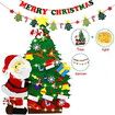 DIY Wall Hanging Decoration Christmas Tree with Santa Clause  Detachable Ornaments, LED String Lights ,2 X Banner , KIDS gifts