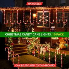 Christmas Solar Light LED Candy Cane Outdoor Garden Decoration Pathway Holiday Ornament 10Pcs