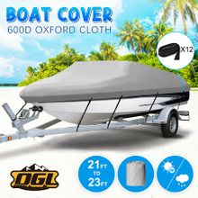Boat Cover 21-23ft Trailerable Jumbo Waterproof Marine Grade Fabric Protector Pontoon Runabout Bass Tri-hull V-hull Fishing OGL
