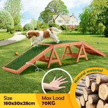 Petscene Dog Agility Ramp Puppy Obedience Training Sports Obstacle Exercise Outdoor Play Equipment Wooden Artificial Grass