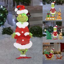 Grinch LED Light Yard Sign Stick Christmas Grinch outdoor garden decoration LED lights acrylic Christmas decorations