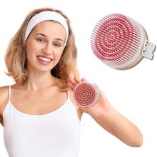Silicone Body Scrubber, Manual Cleansing Shower Brush, Gentle Exfoliating and Foaming , Pink, 1 Pack