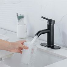 Stylish and Versatile Bathroom Sink Faucet: Black Matte Finish, Single Handle, Deck Mount for 1 or 3 Holes
