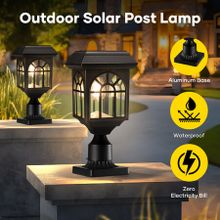 Solar Led Post Light Outdoor Garden Gate Street Pathway Security Lamp Cap Lantern Driveway Pole Pillar Energy Powered Landscape Patio Fence Yard Decor