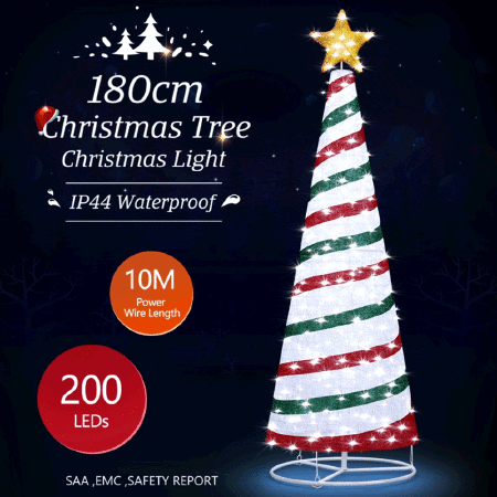 180CM 3D Ribbon Christmas Tree Christmas LED Light Xmas Tree Lights Decorations
