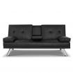 Artiss Sofa Bed 168CM Black PU Leather