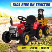 12V Electric Kids Ride On Tractor and Trailer Farm Toy Tractor Set