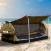 Mountview Double Swag Camping Swags Canvas Dome Tent Free Standing Khaki