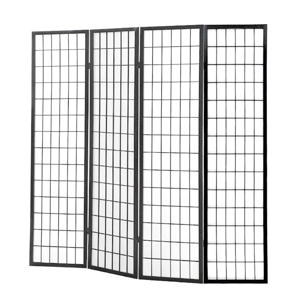 Levede 4 Panel Free Standing Foldable  Room Divider Privacy Screen Black Frame