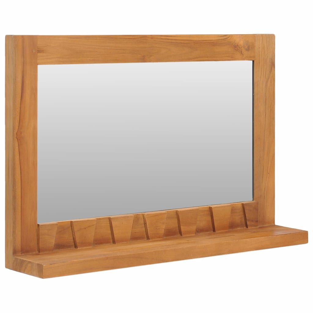 Wall Mirror with Shelf 60x12x40 cm Solid Teak Wood