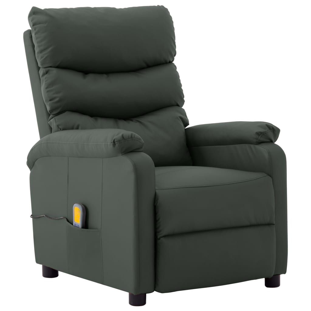 Massage Reclining Chair Grey Faux Leather