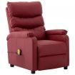 Massage Reclining Chair Wine Red Faux Leather