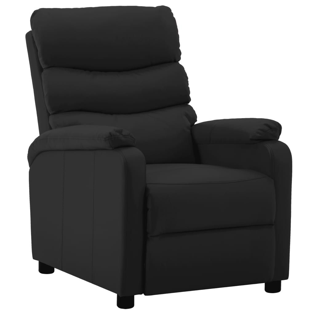 Reclining Chair Black Faux Leather