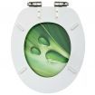 WC Toilet Seats with Soft Close Lid 2 pcs MDF Green Water Drop Design