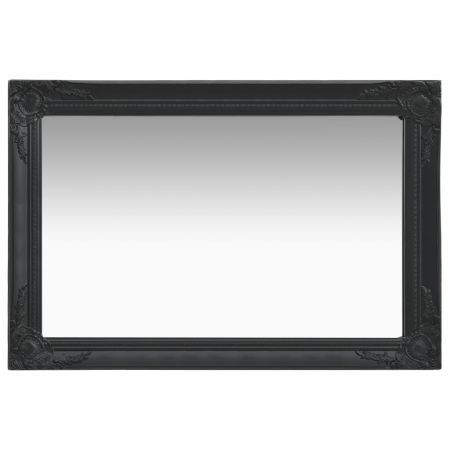 Wall Mirror Baroque Style 60x40 cm Black