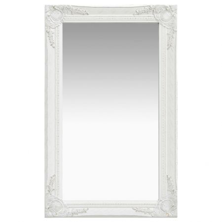 Wall Mirror Baroque Style 50x80 cm White