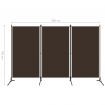 3-Panel Room Divider Brown 260x180 cm