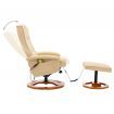 Massage Chair with Footstool Cream Faux Leather
