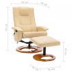 Massage Chair with Footstool Cream Faux Leather