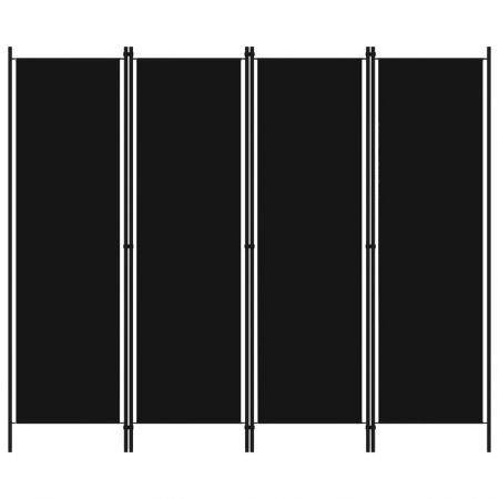 4-Panel Room Divider Black 200x180 cm
