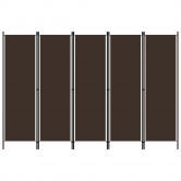 5-Panel Room Divider Brown 250x180 cm