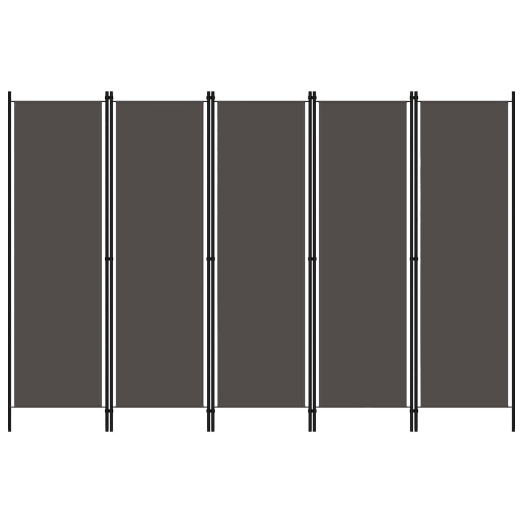 5-Panel Room Divider Anthracite 250x180 cm