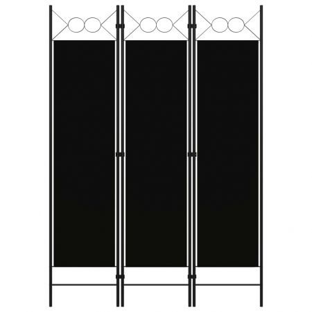 3-Panel Room Divider Black 120x180 cm