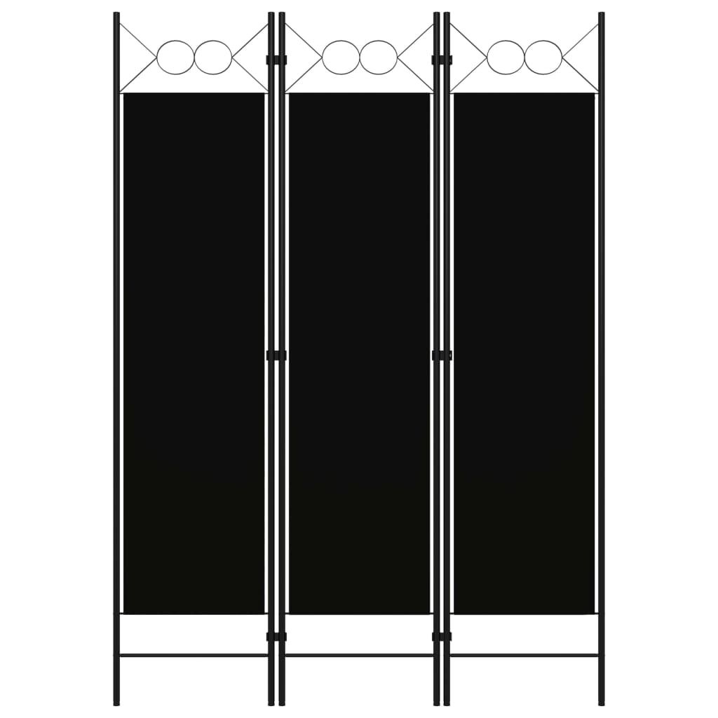 3-Panel Room Divider Black 120x180 cm