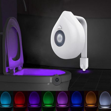 LED Toilet Seat Night Light Motion Sensor 8 Colors Changeable Lamp AAA Battery Powered