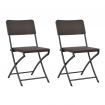 Folding Garden Chairs 2 pcs HDPE and Steel Brown