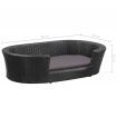 Dog Bed with Cushion Black 90x60 cm Poly Rattan