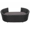 Dog Bed with Cushion Black 70x50 cm Poly Rattan