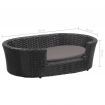 Dog Bed with Cushion Black 70x50 cm Poly Rattan