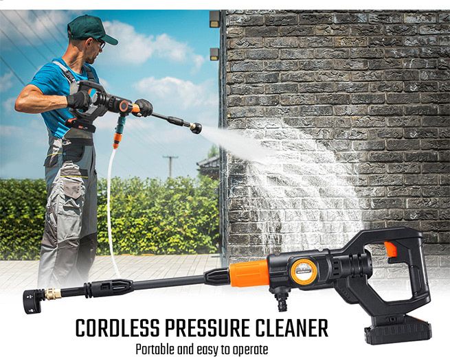 20V 2Ah Cordless High Pressure Washer Portable Electric Cleaner Spray ...